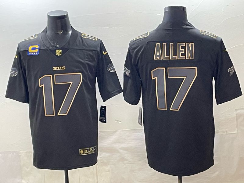Men 2025 Buffalo Bills #17 Allen black gold  Nike Limited NFL Jersey 04